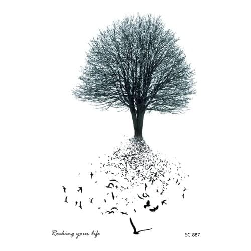 Rocooart Sketch Tree Waterproof Fake Tattoo Taty For Cover Scars Temporary Tattoo Sticker Women Men Flash Tatoo Henna Tatouage