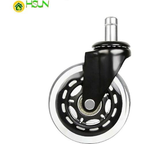 2.5/3 Inch PU Furniture Casters 360 Degree Swivel Mute For Office Computer Chair Adjustable Rolling Double Bearing Cart Wheel