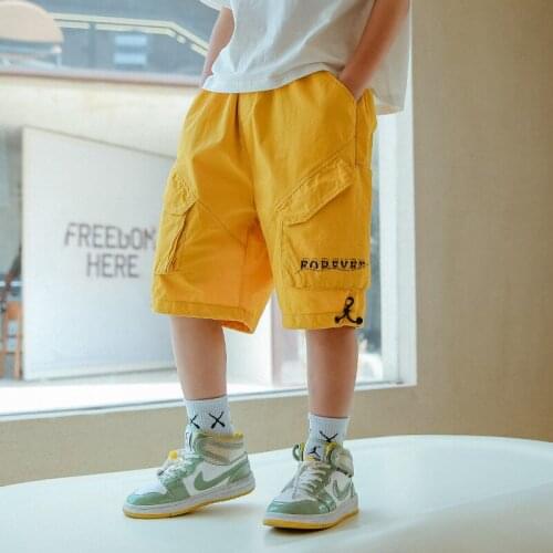 Childrens Shorts Pants 2021 Summer New Kids Boys Casual Loose Cargo Shorts Fashion Korean Letter Cotton Shorts for Teen Boys