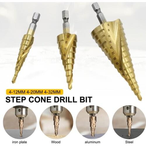 Step Cone Drill Bit Hole Cutter Dint Tool Hex Shank Step Drills Kit Shank Coated Metal Drill Bit Set With Storage Bag 4-12mm 4-2
