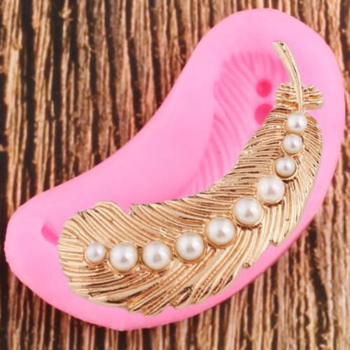 Pearl Feather Silicone Molds DIY Cupcake Topper Fondant Cake Decorating Tools Jewelry Resin Clay Mold Candy Chocolate Moulds