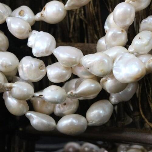 Fashion hot sale natural white cultured freshwater pearl loose beads irregular 12-19mm women jewelry making 15inch B1359