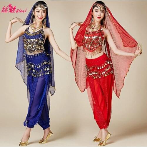 Girls Bollywood Dance Costumes Indian Belly Dance Costumes Pants And Top Bra Set For Women