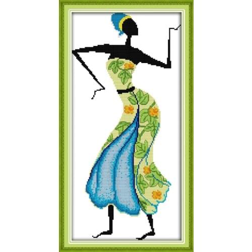 African woman(6) cross stitch kit people 18ct 14ct 11ct count print canvas stitches embroidery DIY handmade needlework