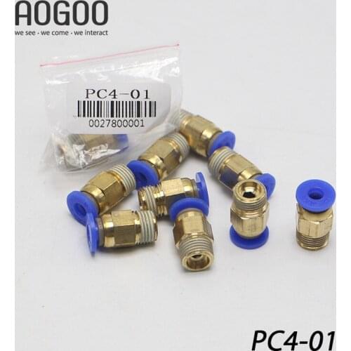 10Pcs/lot Tube 4mm Thread Straight Throught 1/8" Pneumatic throttle valve Fitting PC series Quick Connector exhaust valve PC4-01