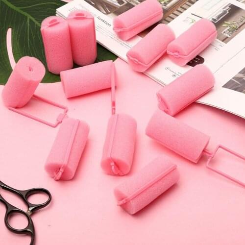 12Pcs Dark Pink Hair Styling Soft Foam Sponge Rollers Curlers Hairdressing Tool