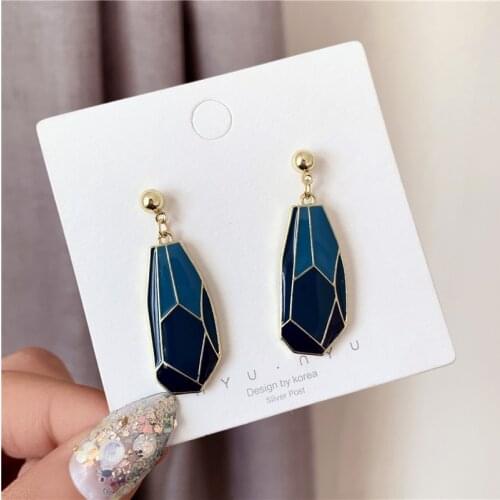 2020 new fashionable temperament contracted retro blue earrings geometric women earrings jewelry accessories
