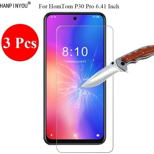 3 Pcs/Lot 9H 2.5D Tempered Glass Screen Protector For HomTom P30 Pro 6.41" Protective Film + Clean Tools