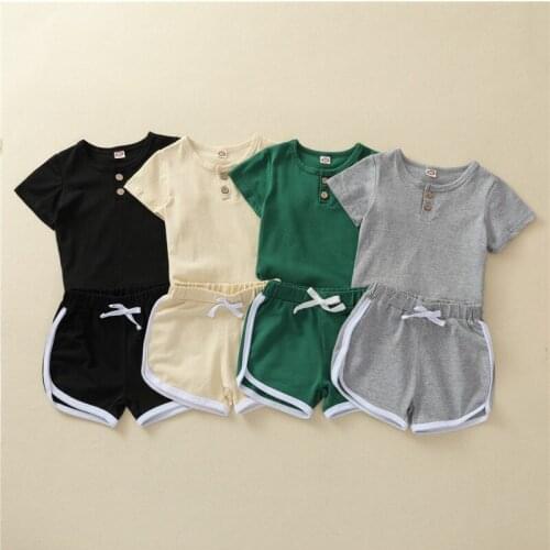 4 Colors Summer Casual Infant Kids Boys Clothes Sets Newborn Baby Cotton Casual Short Sleeve Pullover T Shirts Shorts 2pcs Suit