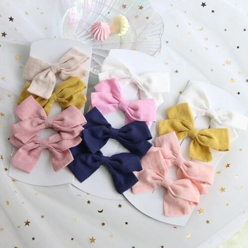 4 Pcs/Set Baby Girl Hair Clips Solid Color Kids Hairpins Bows Children BB Clips Barrettes Baby Hair Accessories Headwear