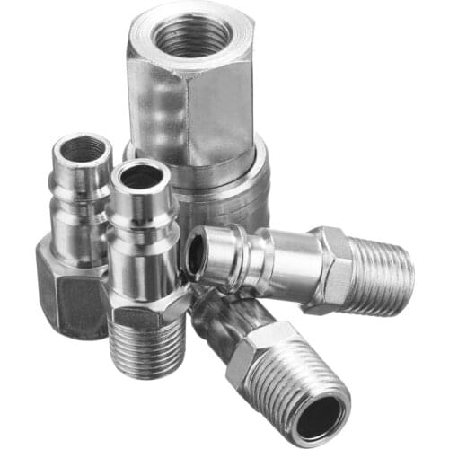 5Pcs 1/4 EURO Air BSP Hose Compressor Tail Airline Fitting Quick Connector Connector Socket Plug Set Release Fitting Tools