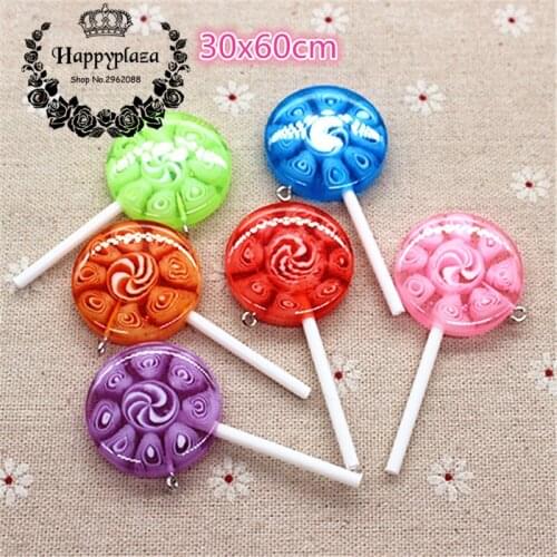 5pcs Mix Colors Kawaii 3D New Design Resin Candy Lollipop Miniature Food Art Supply DIY Craft Decoration,30*60mm