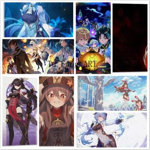 5D DIY Genshin Impact Poster Diamond Painting Cross Stitch Kit Diamond Embroidery Picture Of Rhinestones Room Decoration