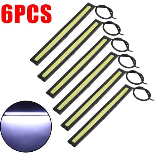 6pcs Super Bright 17CM Car LED COB Fog Bulb Day-time Running Light Strip Bar 12V 6500K Auto Styling Lamp Moulding
