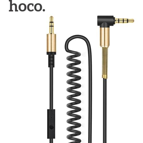 HOCO Jack 1.8 Audio Cable 3.5mm Speaker Line Aux Cable With Microphone for iPhone Samsung Car Headphone 2M Spring Extension Cord