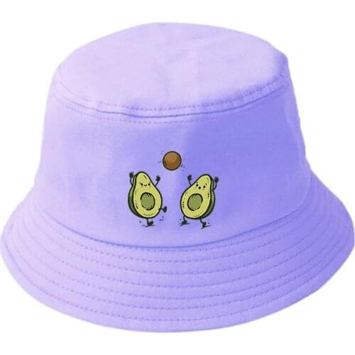 Avocado Kawaii Harajuku Hat Ullzang Funny Cartoon Hats Fashion Cute Anime Bucket Hat Unisex Casual Cap Purple Fisherman Hat