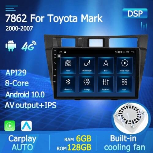 2Din Android 10 Car Radio For Toyota Mark II 2000-2007 Stereo Receiver GPS Navigation Autoradio DSP Car Multimedia Player IPS