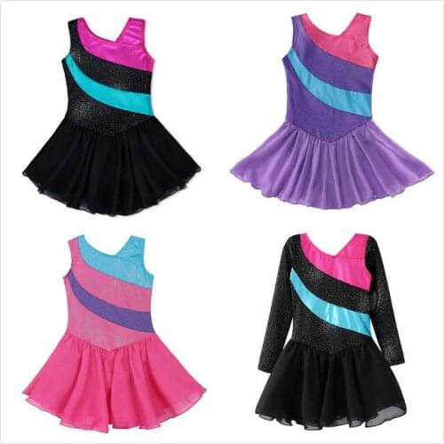 Littele Girls Ballet Tutu Dress/Skirt Sleeveless Rainbow Stripe Tulle Skirt Shiny Sparkle Dance Wear Gymnastic Leotards Clothes