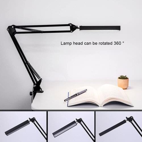 LED Clip Table Lamp Stepless Dimmable Wireless Desk Lamp Touch USB Reading Night Light Laptop 3 Modes 10 Brightness Dimmer