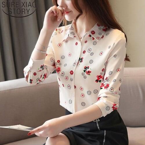 Blusas Mujer De Moda 2021 Autumn Fashion Women Shirts Long Sleeve Turn-down Collar Tops Casual Printed Chiffon Blouses 6198 50