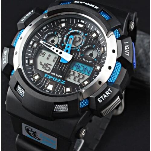 EPOZZ 100 meter waterproof sport watch Shock resist Digital-Analog Synchronize Mens watches relogio masculino top brand outdoor