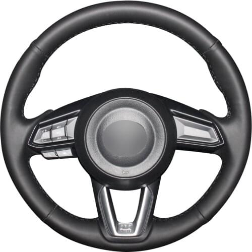 Black Natural Leather Steering Wheel Cover for Mazda 3 Axela 2017 Mazda 6 Atenza 2017 2018 CX-5 CX5 2017 Mazda CX-9 2016 2017