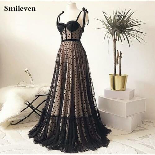 Smileven Polka Dots Tulle Formal Dresses Evening Gowns Sweetheart Neck Ruched Lacing Straps Long Prom Party Dresses Plus Size