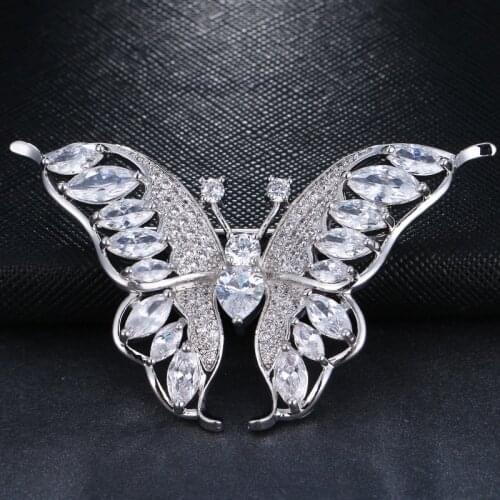 EmmayaButterfly Luxury Handmade White gold/Rose Gold Jewelry AAA Cubic Zircon Brooch for Women Gift
