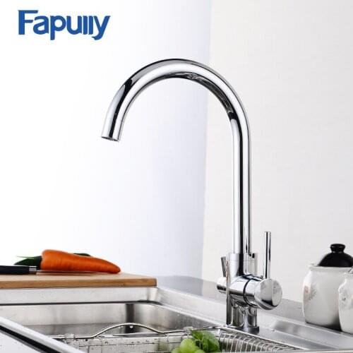 Fapully Solid Brass Chrome Water Purifier Kitchen Faucet 3 Way Double Function Faucet Mixers Tap Cold and Hot Faucets 571-33C