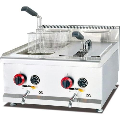 14L Capacity Counter Top Gas Deep Fryer with two tank and two basket