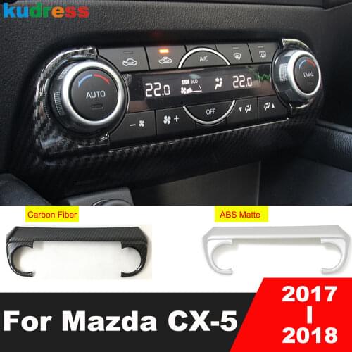 For Mazda CX5 CX-5 KF 2017 2018 ABS Carbon Fiber Car Center Console AC Air Conditioner Switch Panel Cover Frame Trim Accessories