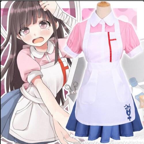 Anime Danganronpa Mikan Tsumiki Nurse Maid Outfit Cosplay Costume For Woman Girl Cute Lolita Dress
