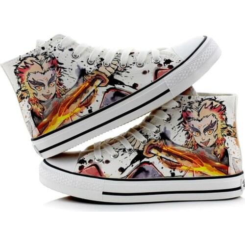 Unisex Anime Demon Slayer Kamado Tanjirou Nezuko Zenitsu Student Kanawo Casual Shoes plimsolls Canvas Flats Bottom Sneakers