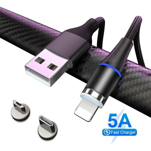 5A Magnetic Cable Micro USB Type C Fast Charging For iPhone Xiaomi Samsung Oneplus Cable Magnetic Charger USB C Data Wire Cord