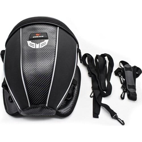 Motorcycle Rear seat Tail Bag PU Leather Carbon Fiber Color Tool bag Backpack Carry Luggage waterproof Reflective