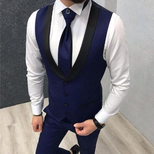 Navy Blue Men Suit Vests for Wedding Tuxedo Slim fit One piece Formal Waistcoat New Fashion Coat