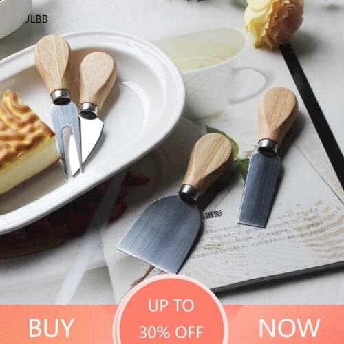 Wood Handle Sets Bard Oak Pizza Butter Cheese Slicer Cutter Multifunction Fork Shovel Stainless Steel Kitchen Dessert Tool