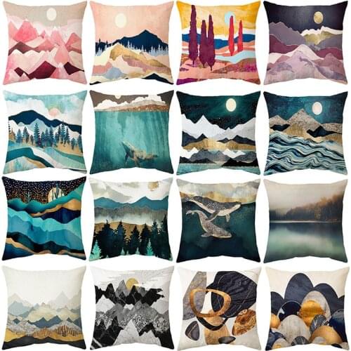 Bohemian style landscape printing oil painting pillowcase pillowcase cushion cover cushion cover office sofa home decoration