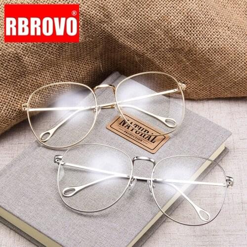 RBROVO Metal Round Glasses Men Large Oversized Glasses Frame Mirror Eyeglasses Men/Women Mirror Gafas Lentes De Lectura Mujer