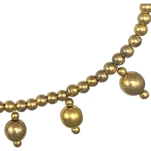 Necklace 24k Gold Painted Glass Beaded Handmade Woman Fashion Jewelry Made In Turkey N1396