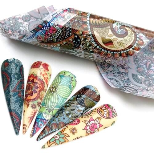 5PCS Nail Foils Marble/Flower Series Pink Blue Foils Paper Nail Art Transfer Sticker Slide Nail Art Decals Nails Accessorie