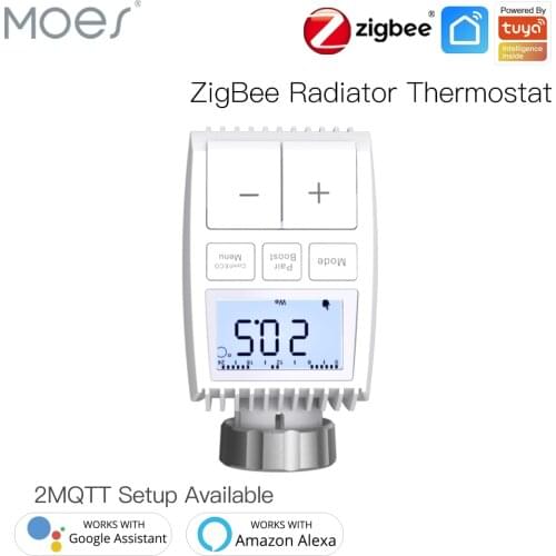 Moes Tuya ZigBee3.0 Radiator Actuator Valve Smart Thermostat Temperature Controller External Sensor TRV Voice Control with Alexa