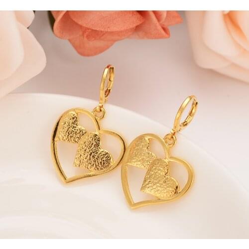Love heart drop earring Ethiopian/Nigeria/Kenya /Ghana Gold color Dubai african Arab Middle Eastern Jewelry Mom Gifts