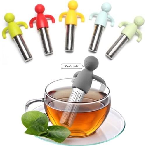Silicone stainless steel Tea Infuser Reusable Tea Strainer Sweet Leaf with Drop Tray Novelty Tea Ball Herbal Spice Filter Tea