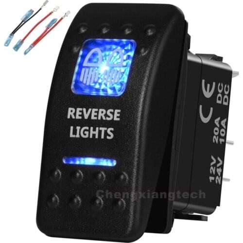 Blue Led 5 Pin on-off SPST Rocker Push Switch Reverse Lights Waterproof Overload protection Car Boat 12v/24v+Jumper Wires Set