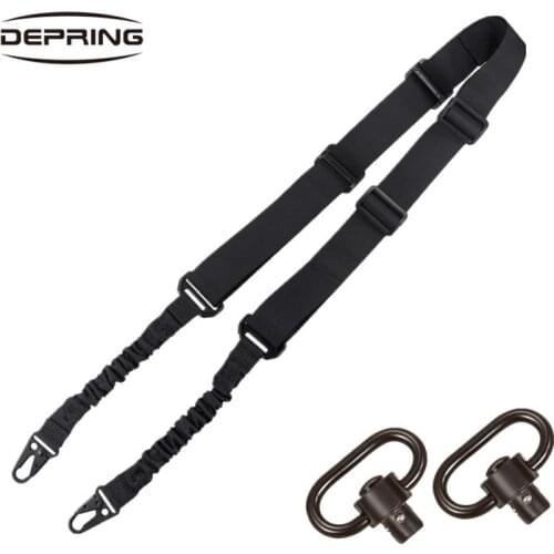 Tactical 2 Point Adjustable Traditional Rifle Sling Strap Gun Shoulder Belt with Quick Detach Buckle and QD Sling Swivels