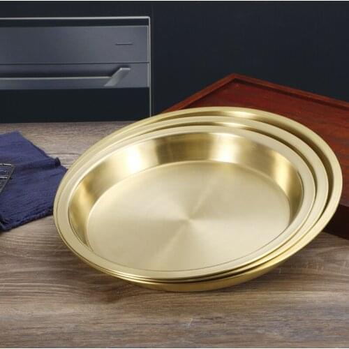 Plate pure copper brass plate steamed chicken basin copper plate copper tray copper tableware round copper plate copper dinner