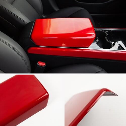 Vxvb New For Tesla Model Y 2021 Accessories Carbon Fiber ABS For Tesla Model 3 Interior Model3 Car Armrest Box Protective Cover