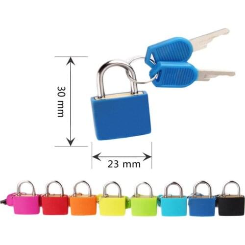 1 PC Multicolor Mini Strong Steel Padlock Suitcase Drawer Lock Luggage Case Keyed Padlock Anti-Theft Locks With 2 Keys 8 Colors