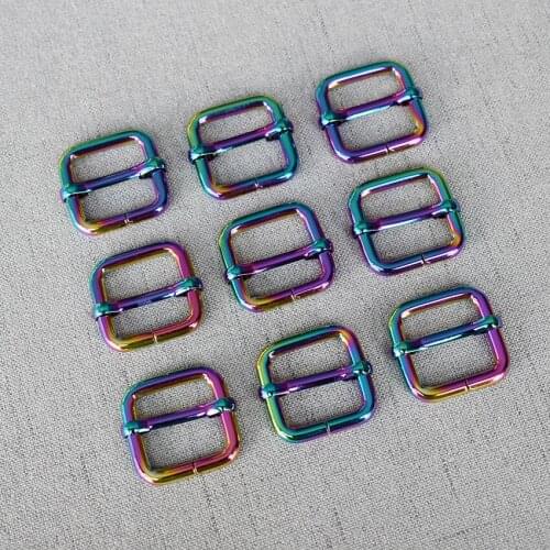 100 Pieces 20mm Colourful Metal Adjustable Buckle Webbing Belt Buckle Use For DIY Handbag Bag Pet Product Durable Adjuster